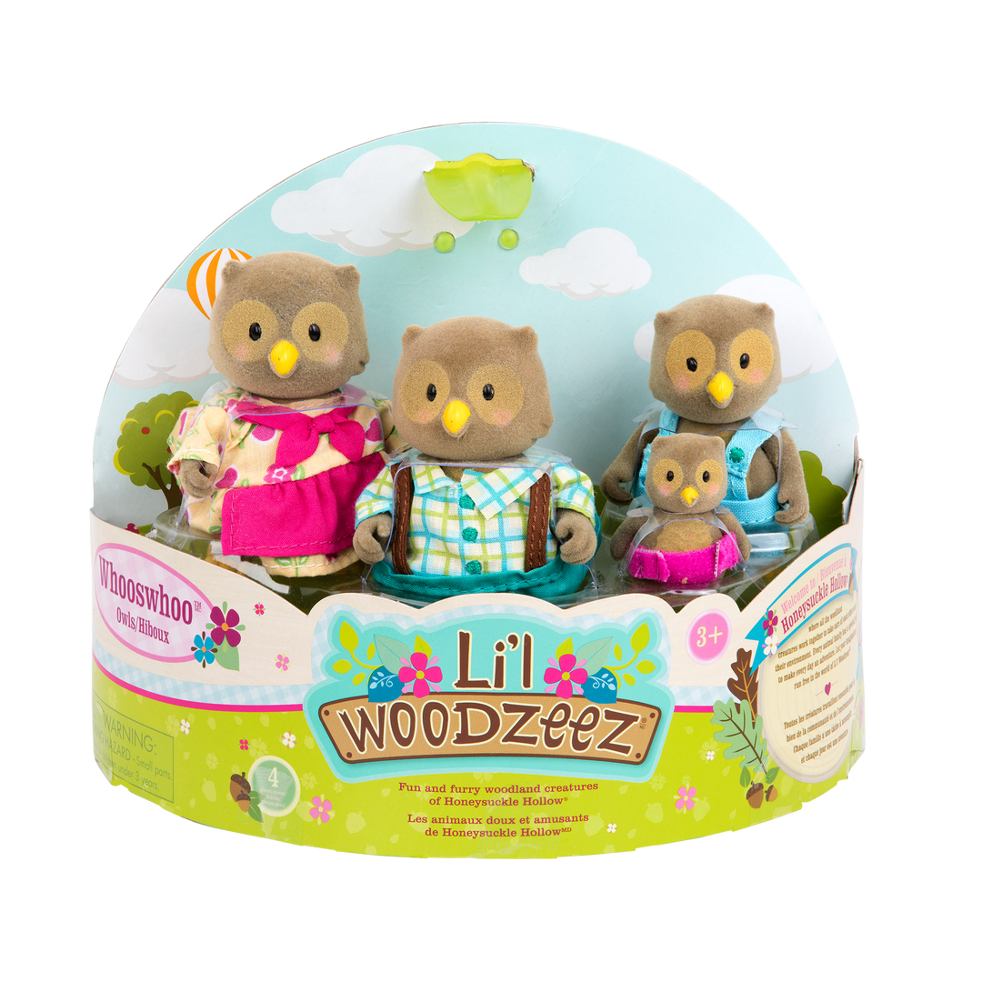 Miniature owl figurine set with storybook