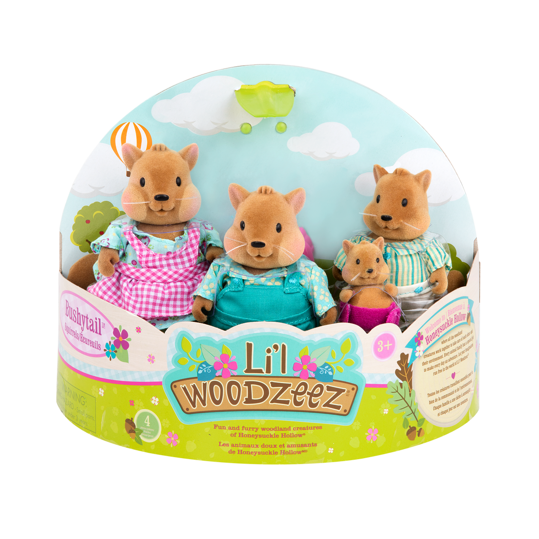 Miniature squirrel figurine set with storybook