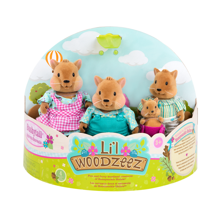 Miniature squirrel figurine set with storybook