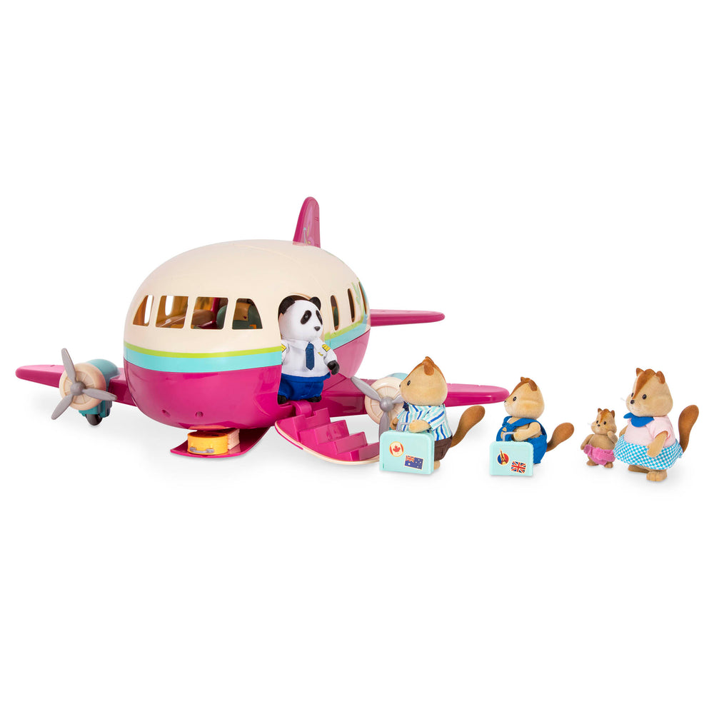 Toy airplane with animal figurines