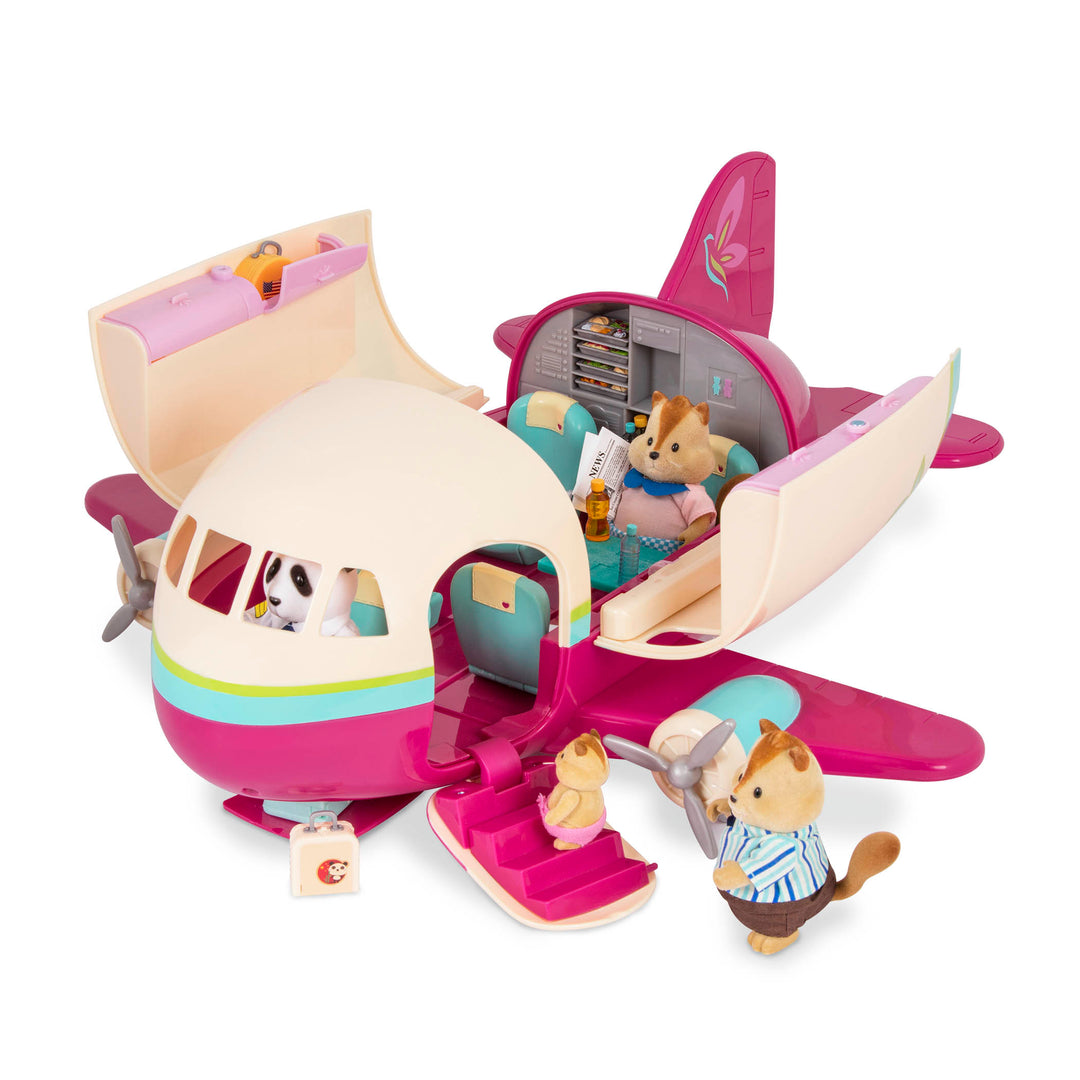 Toy airplane with animal figurines