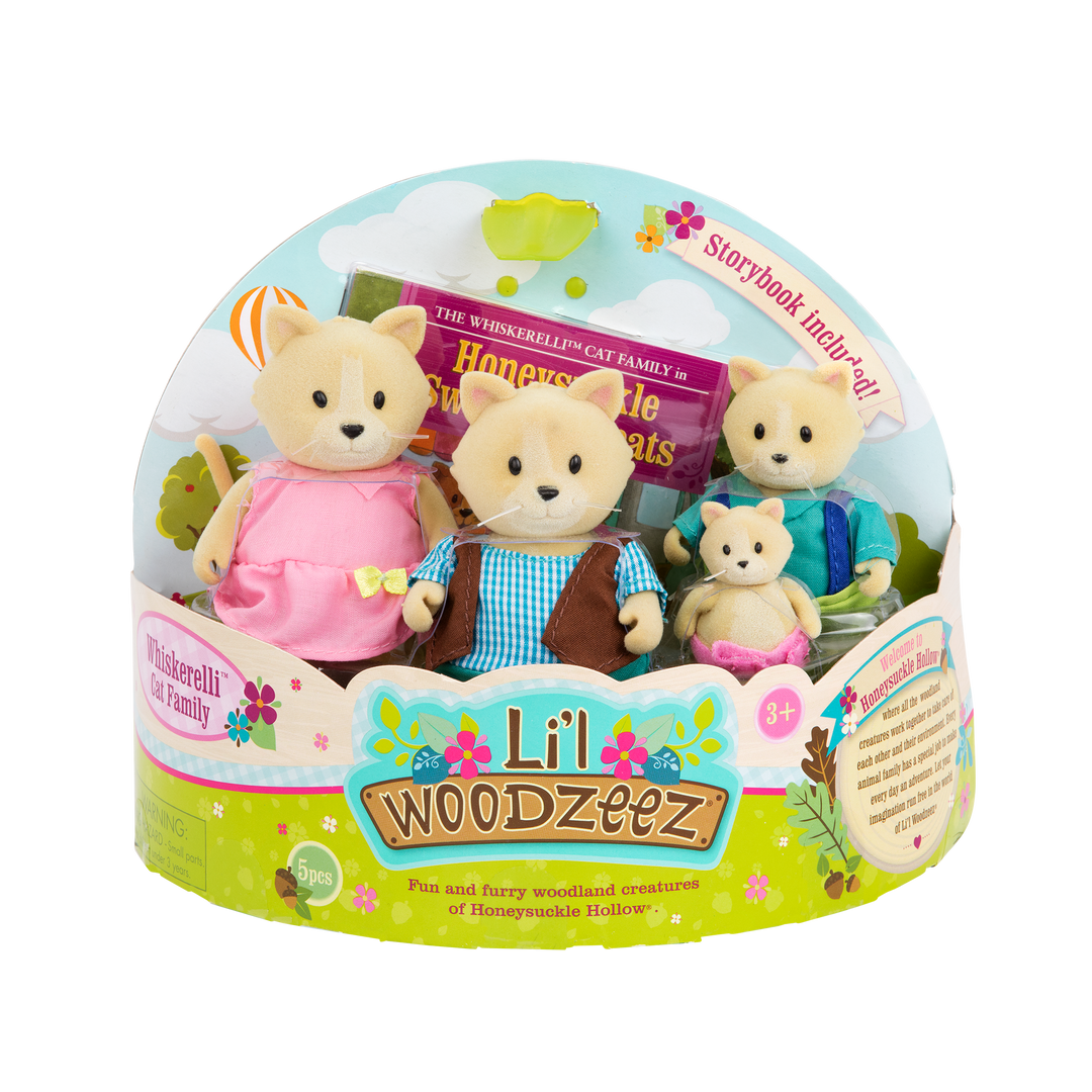 Miniature cat figurine set with storybook