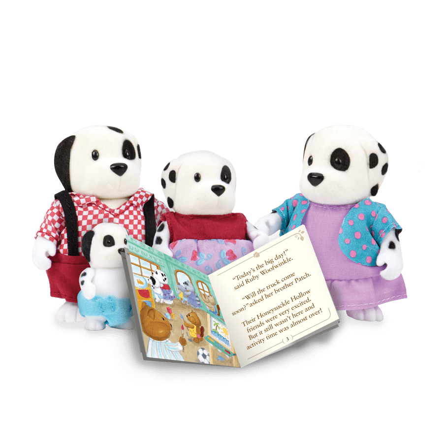 Miniature dog figurine set with storybook