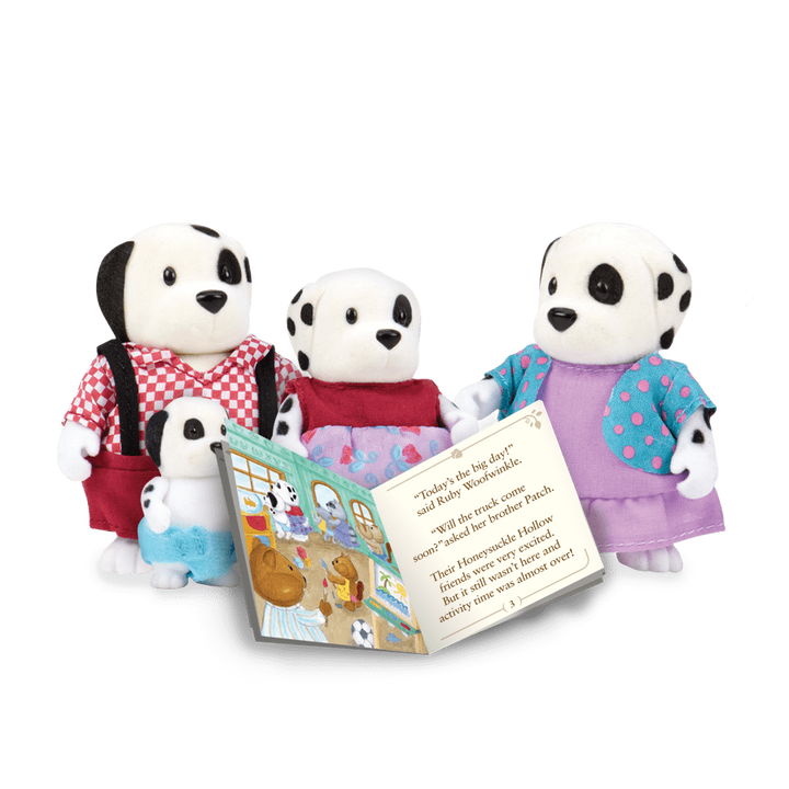Miniature dog figurine set with storybook