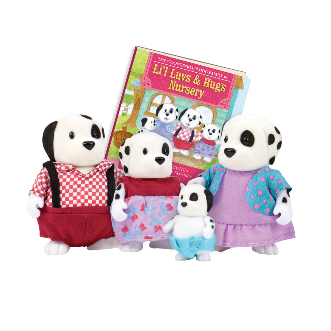 Miniature dog figurine set with storybook