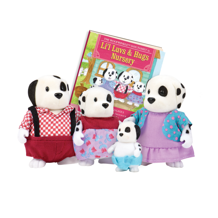 Miniature dog figurine set with storybook