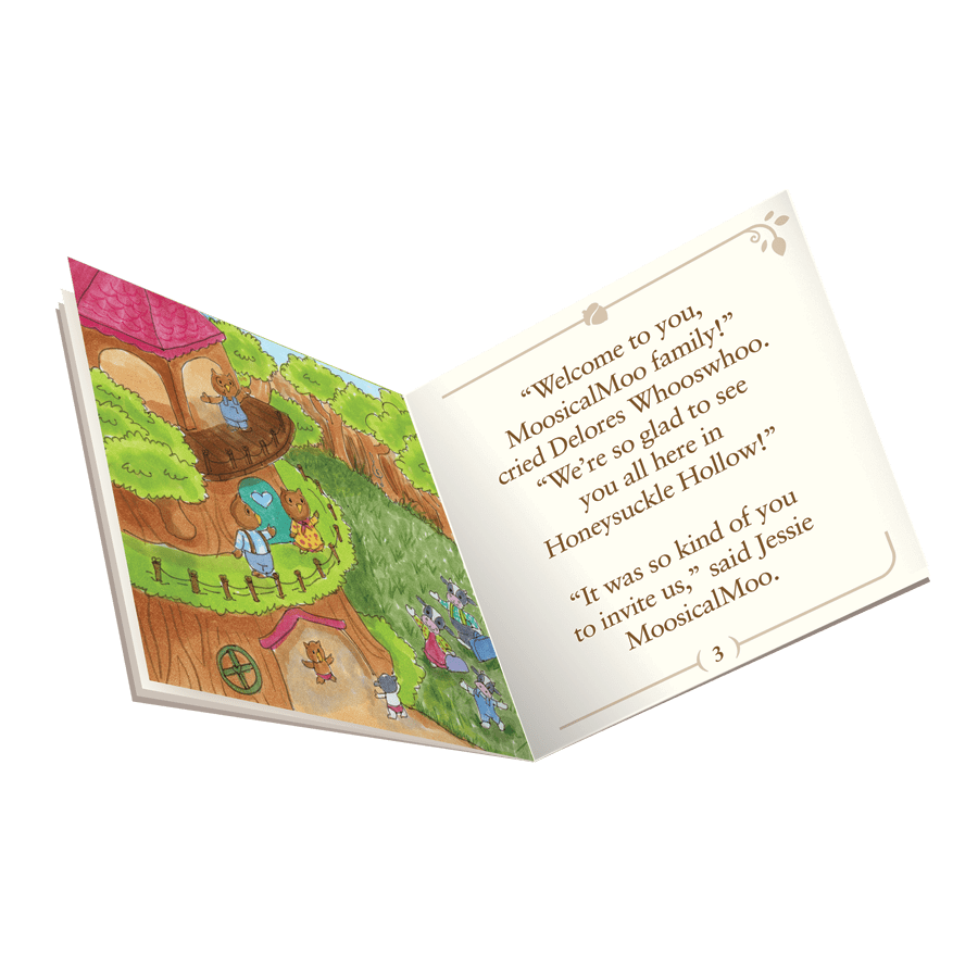 Miniature cow figurine set with storybook