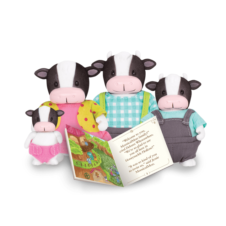 Miniature cow figurine set with storybook