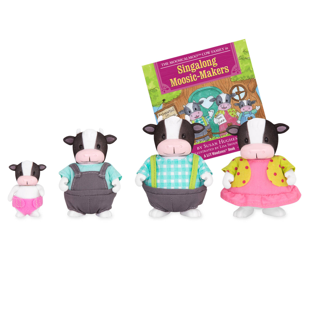 Miniature cow figurine set with storybook