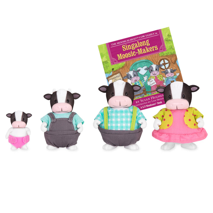 Miniature cow figurine set with storybook
