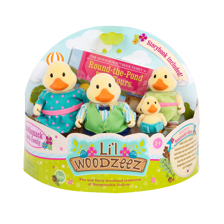 Miniature duck figurine set with storybook