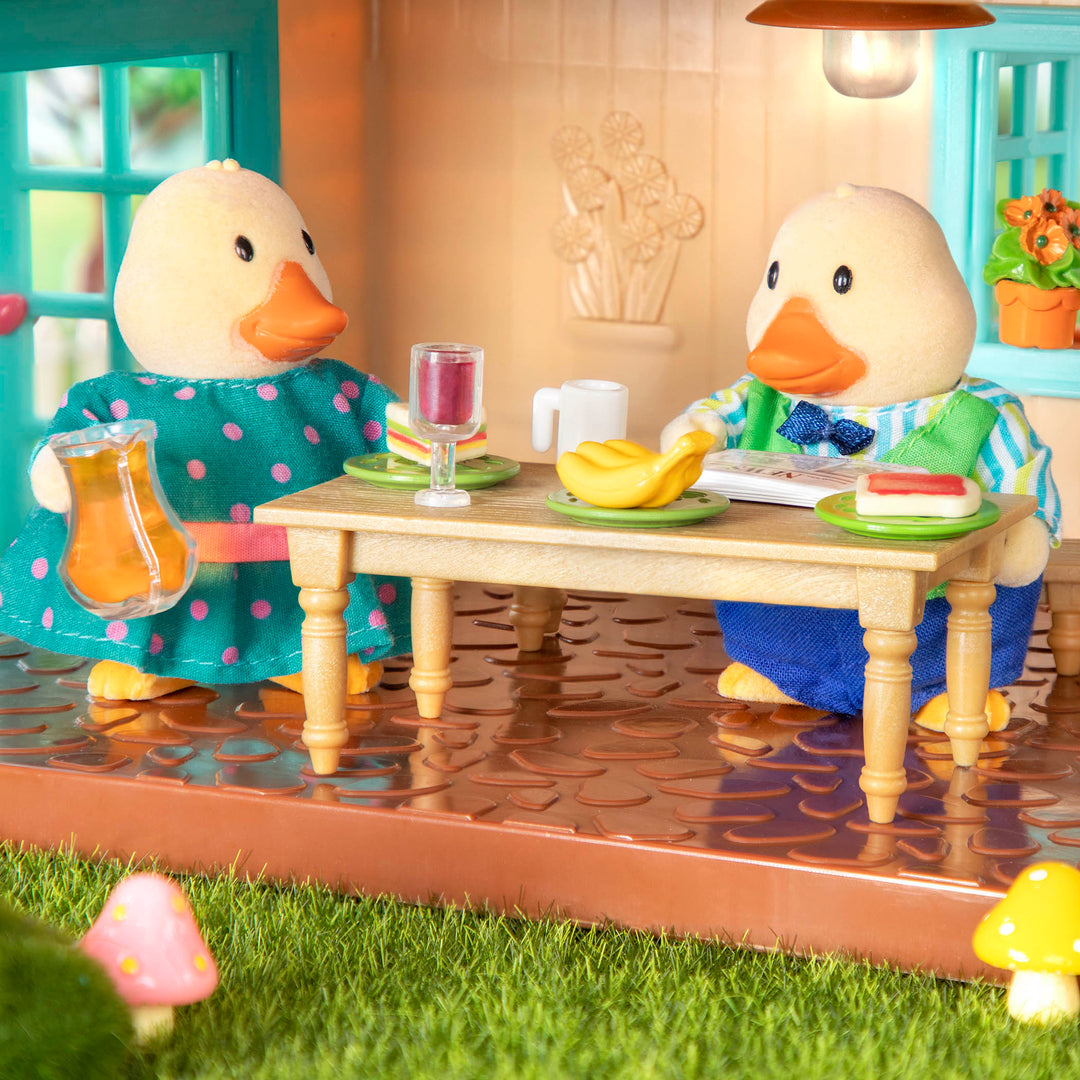 Miniature duck figurine set with storybook