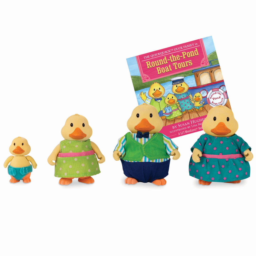 Miniature duck figurine set with storybook
