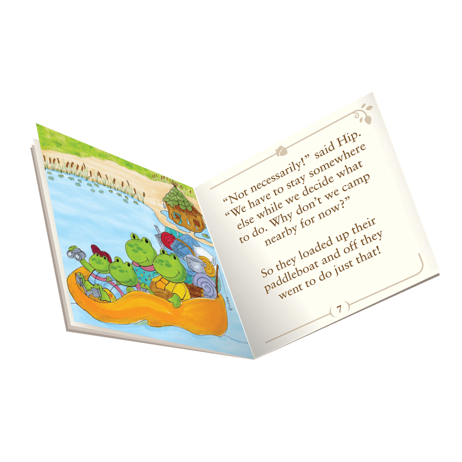 Miniature frog figurine set with storybook