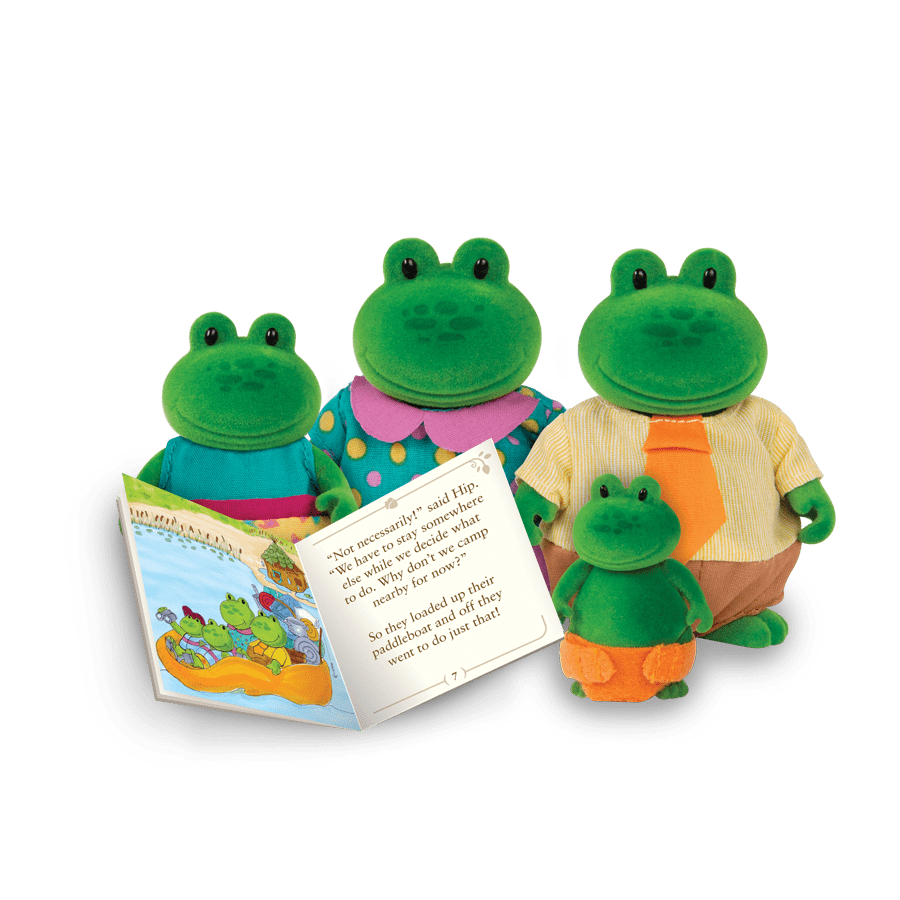 Miniature frog figurine set with storybook