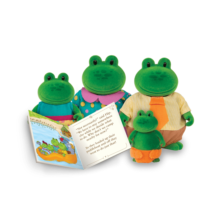 Miniature frog figurine set with storybook