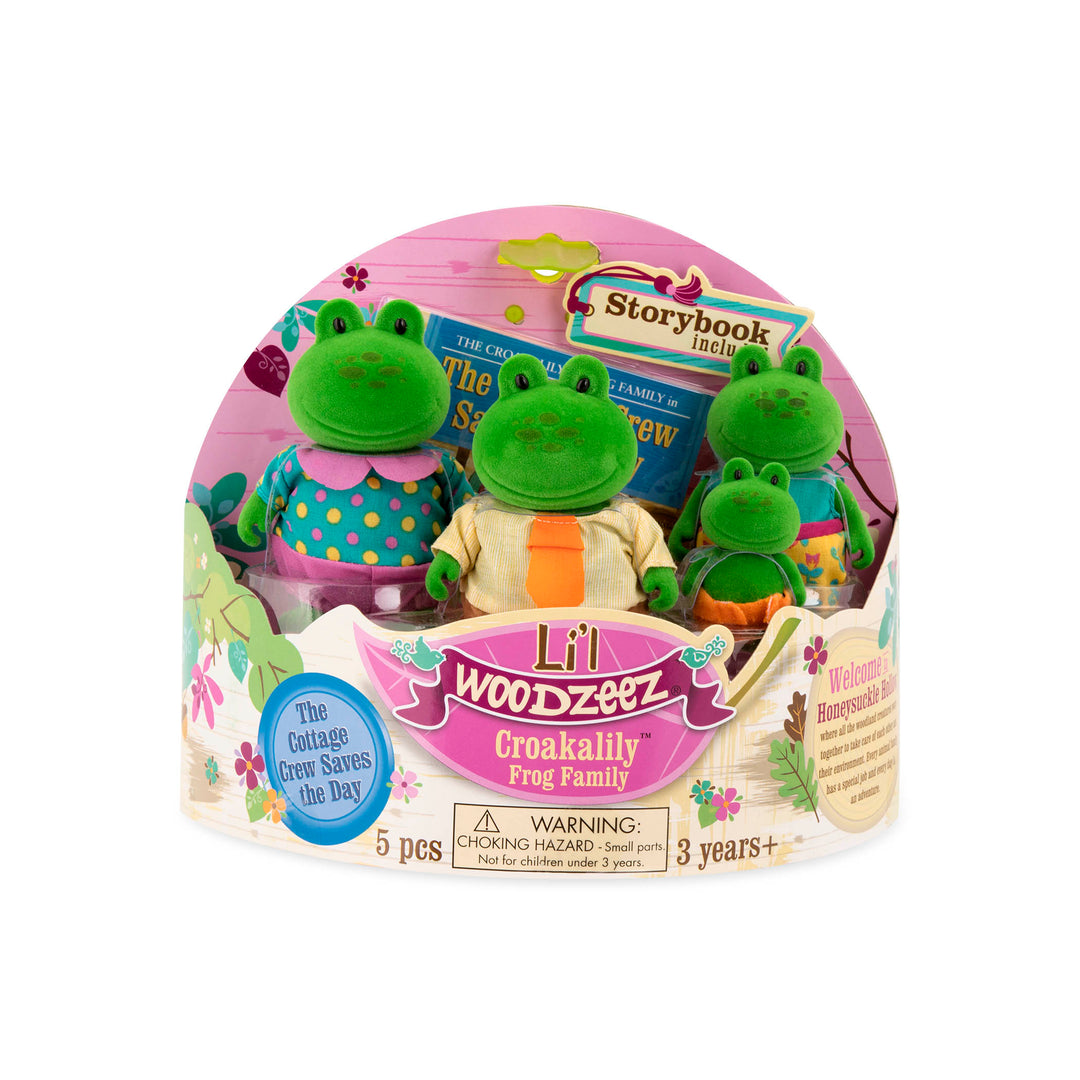 Miniature frog figurine set with storybook
