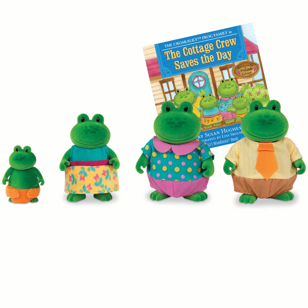 Miniature frog figurine set with storybook