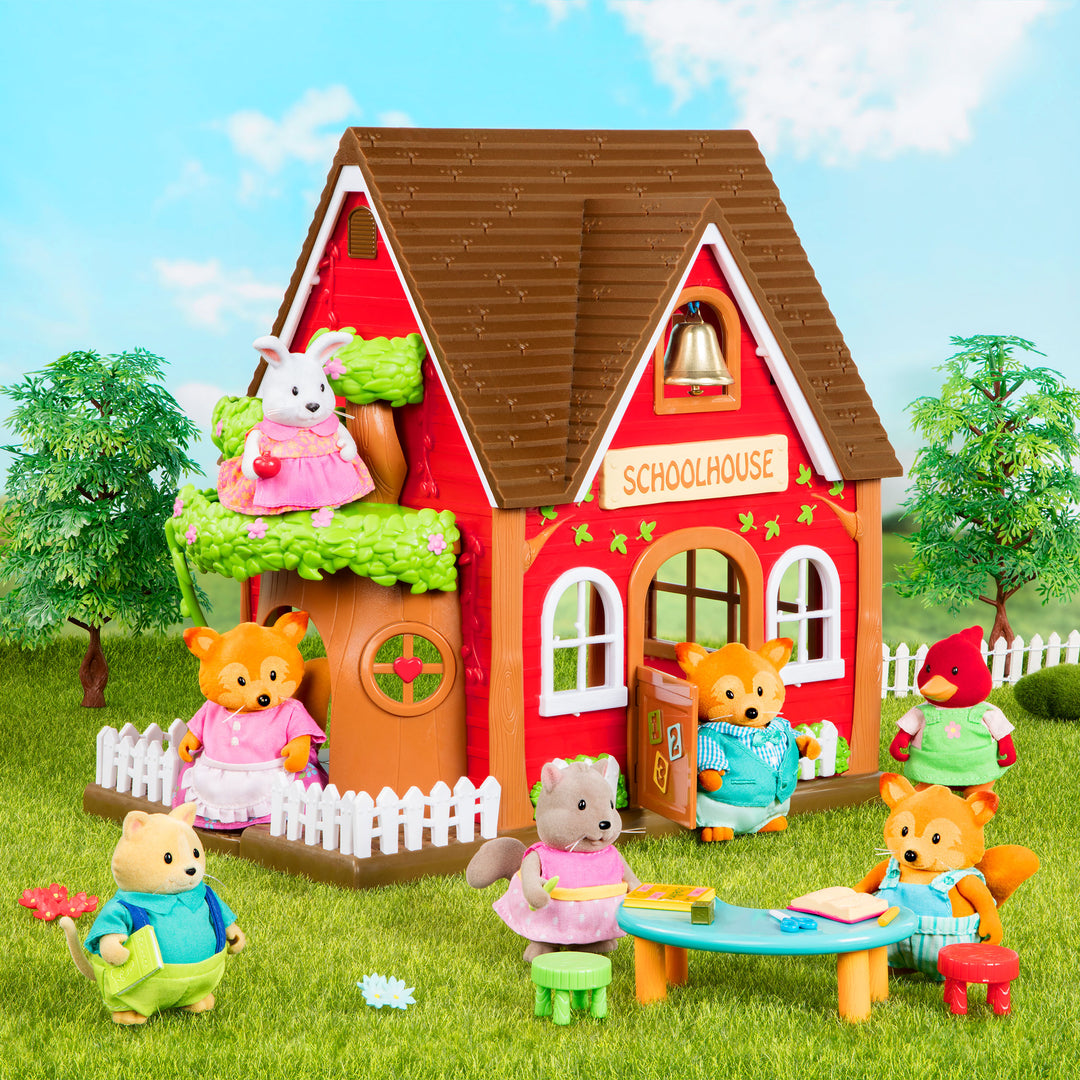 Miniature fox figurine set with storybook
