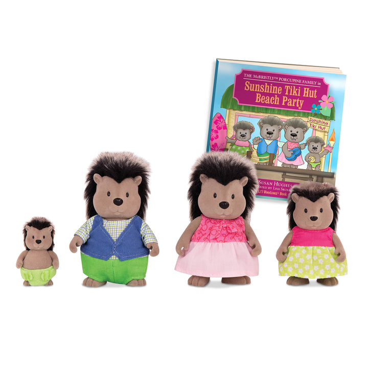 Miniature porcupine figurine set with storybook