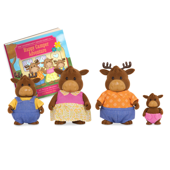 Miniature moose figurine set with storybook