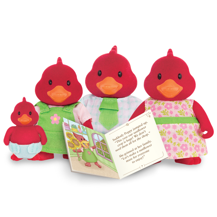 Miniature cardinal figurine set with storybook
