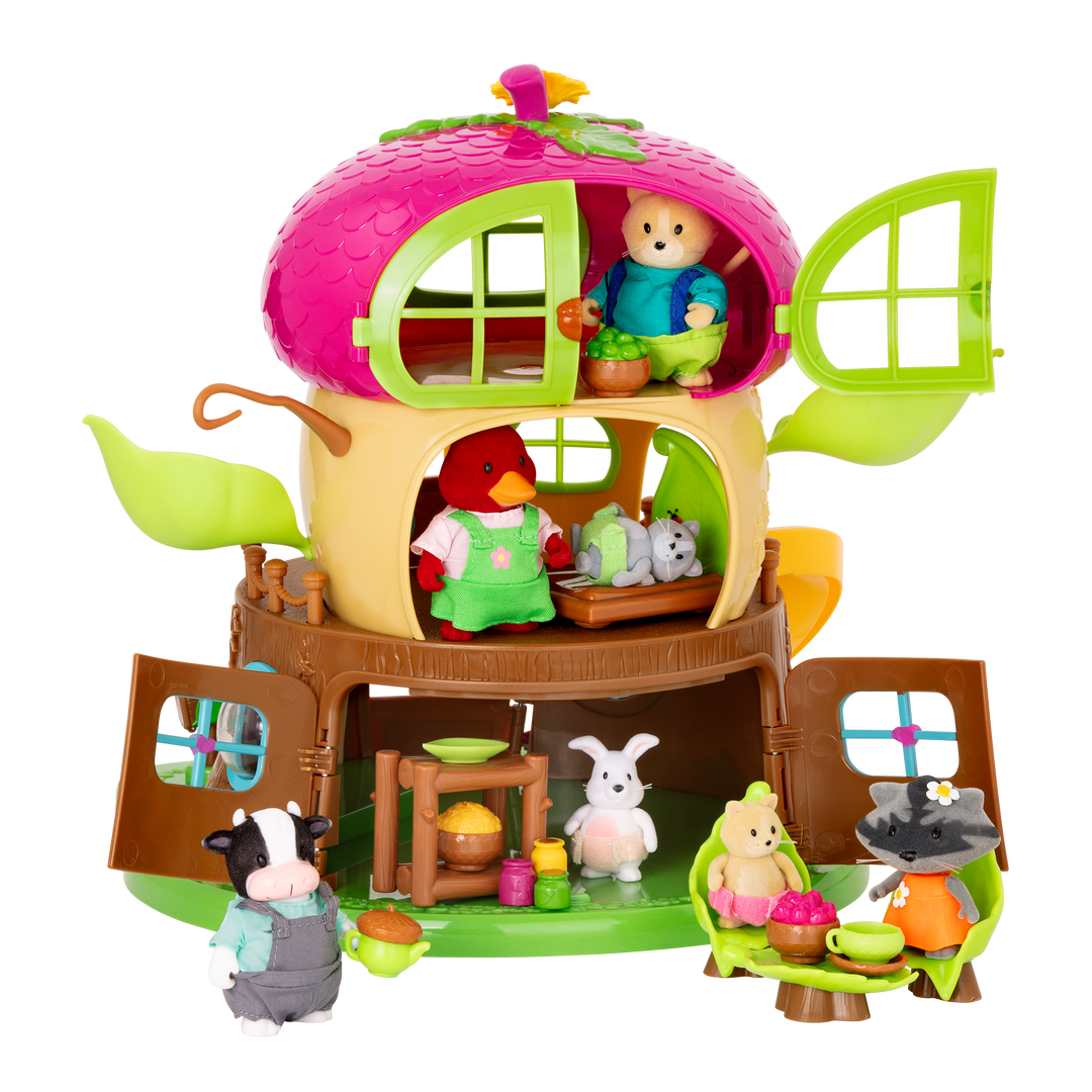 Acorn treehouse playset with animal figurines