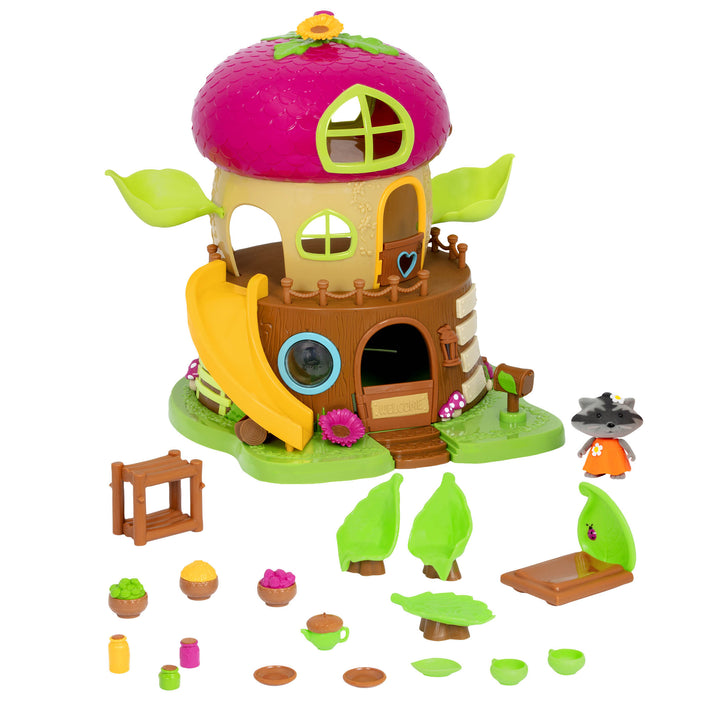 Acorn treehouse playset with animal figurines