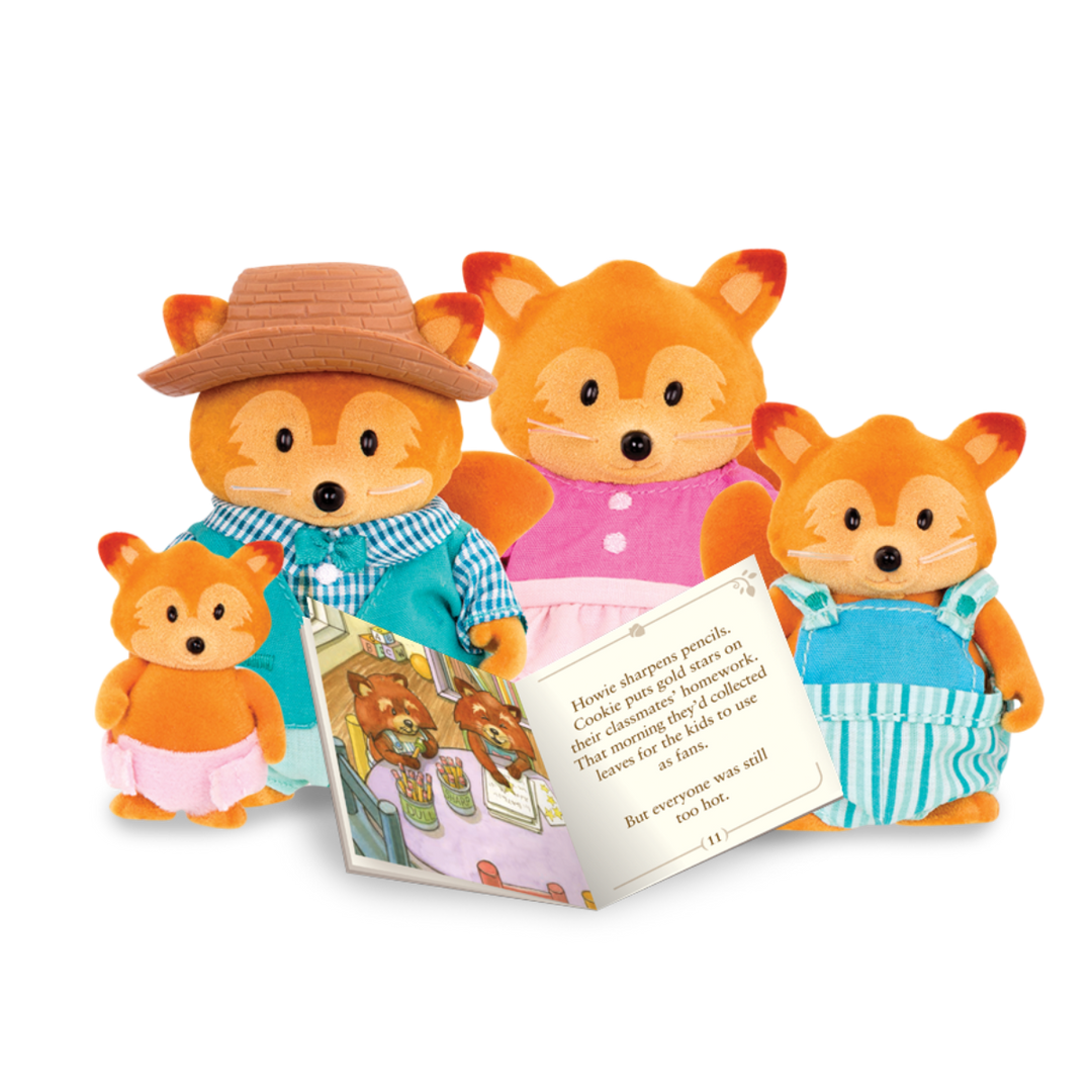 Miniature fox figurine set with storybook