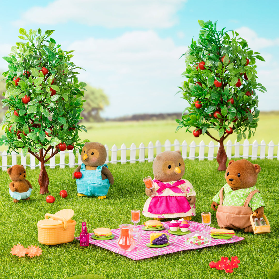 Miniature owl figurine set with storybook