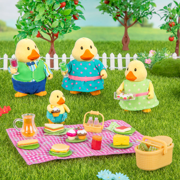 Bear figurine on picnic playset