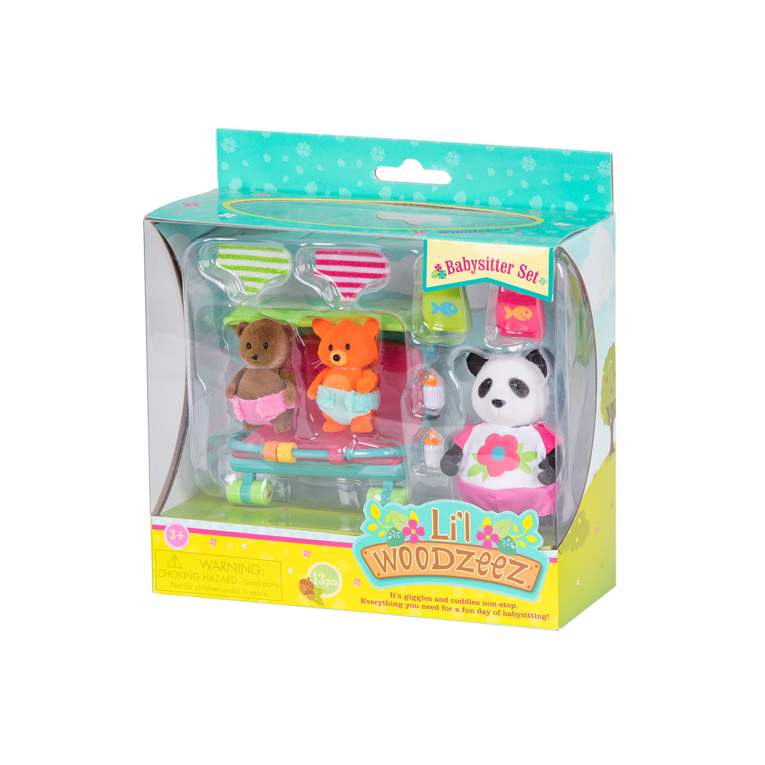 Babysitter playset with panda and baby animal figurines
