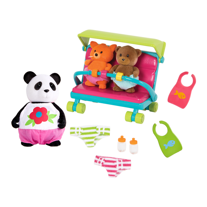 Babysitter playset with panda and baby animal figurines