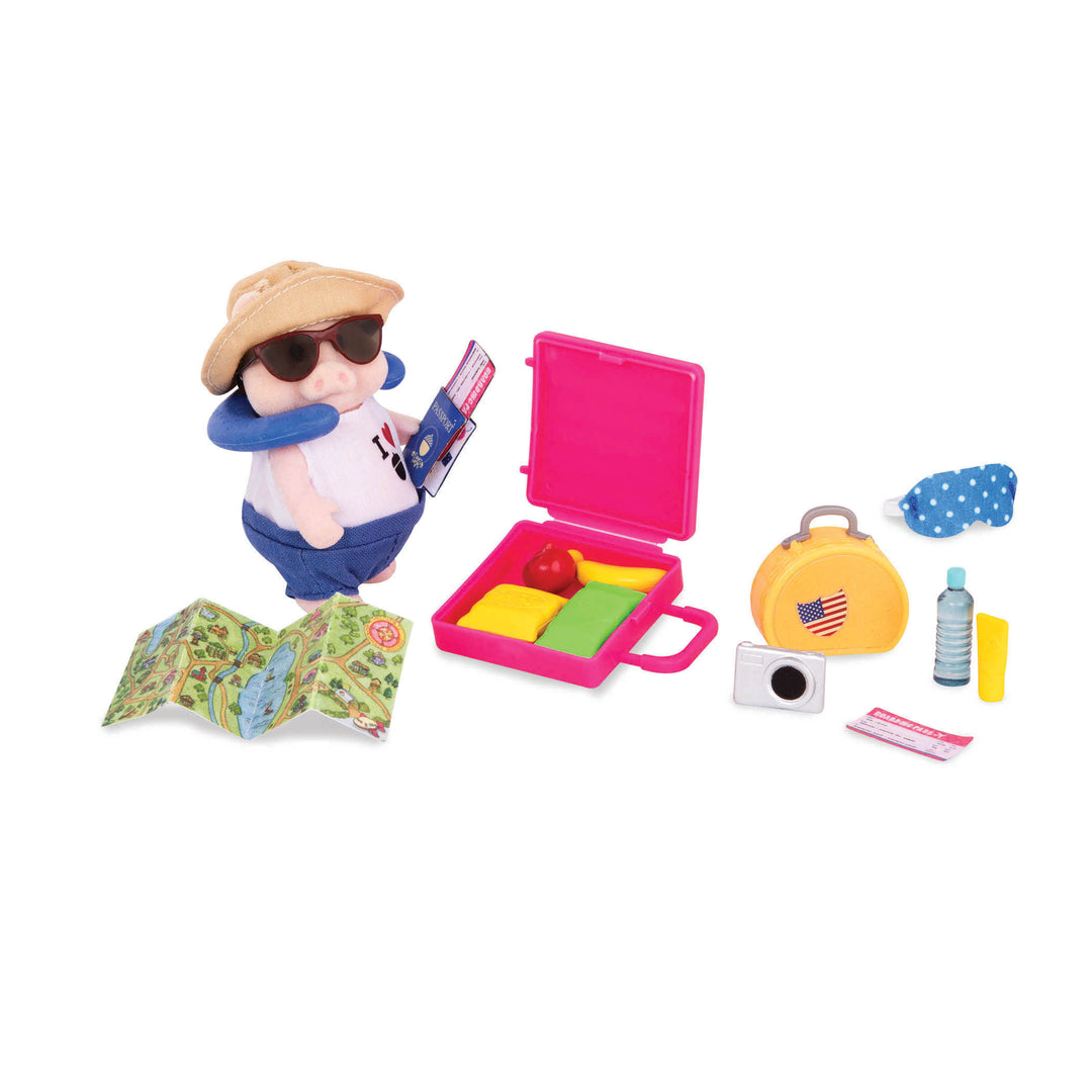 Toy travel kit with pig figurine