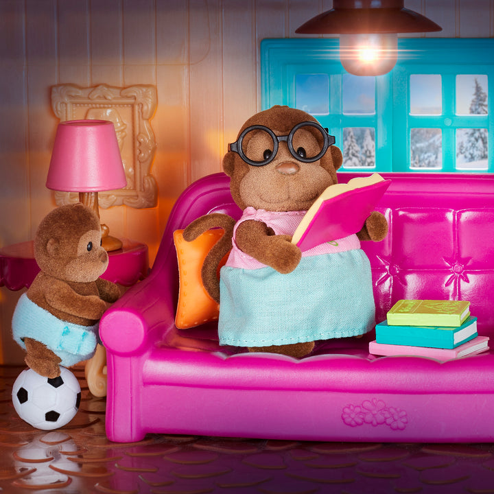 Miniature monkey figurine set with storybook