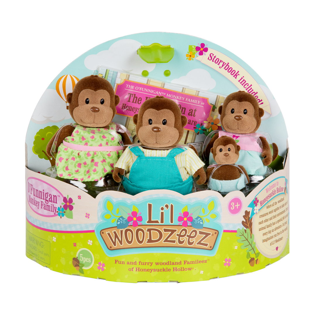 Miniature monkey figurine set with storybook