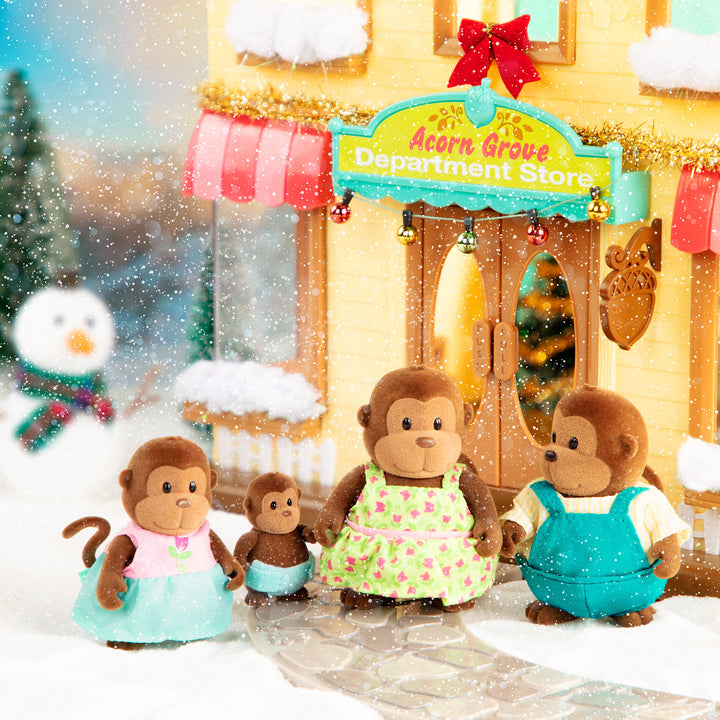 Miniature monkey figurine set with storybook
