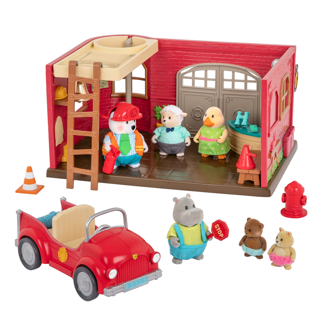 Fire department playset with fire engine