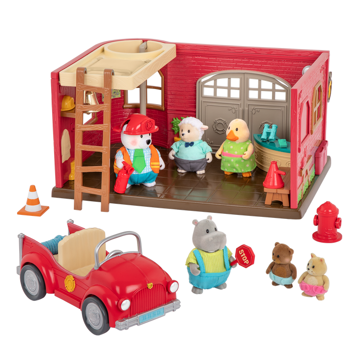 Fire department playset with fire engine