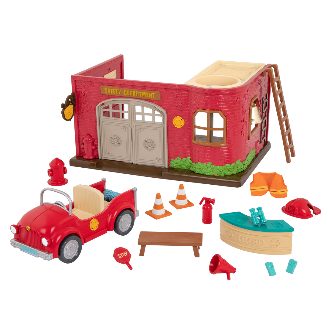 Fire department playset with fire engine