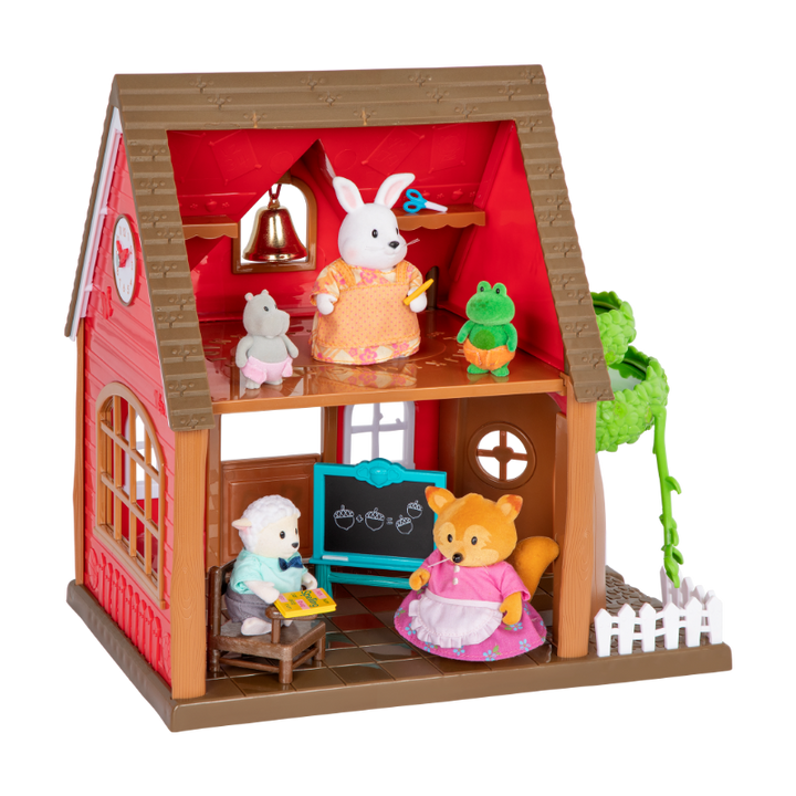 Schoolhouse playset with animal figurines