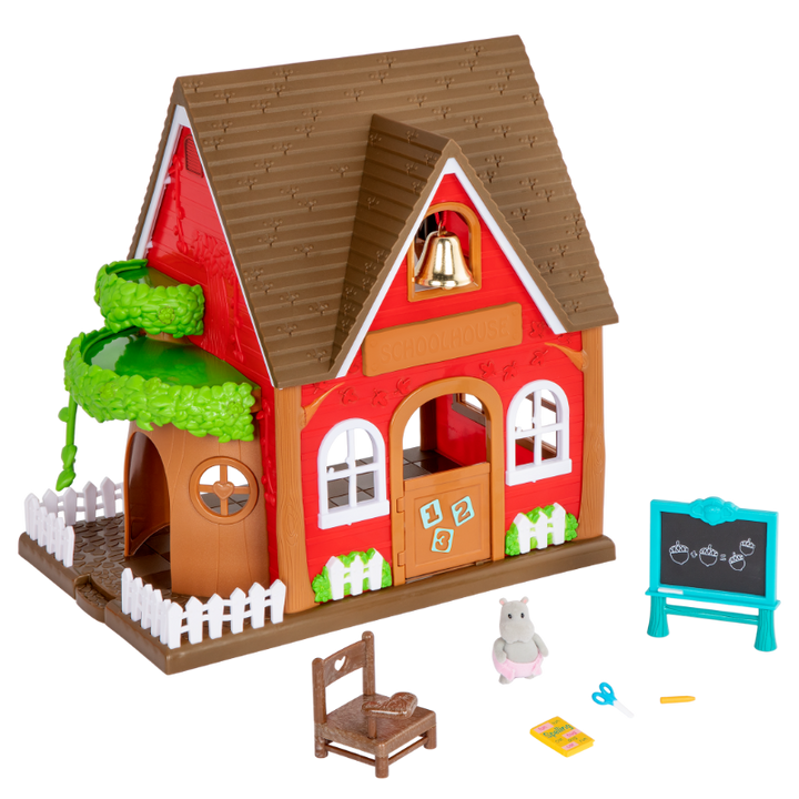 Schoolhouse playset with animal figurines