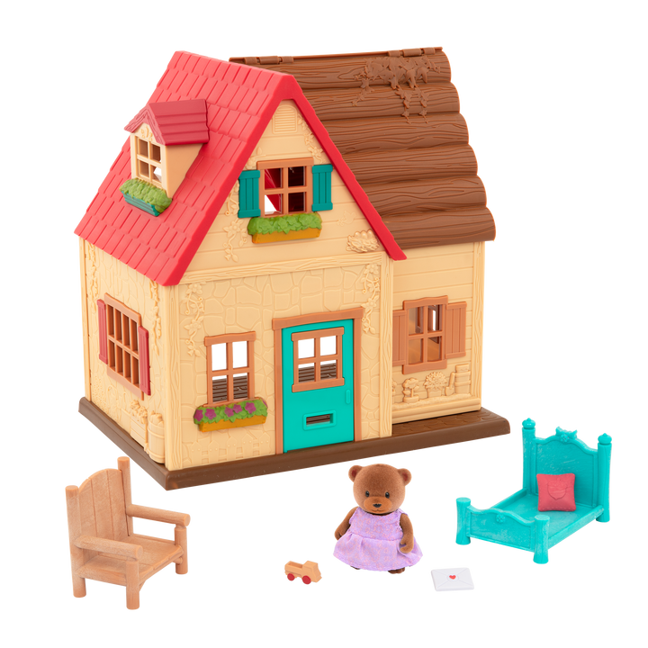 Country house playset with bear figurine