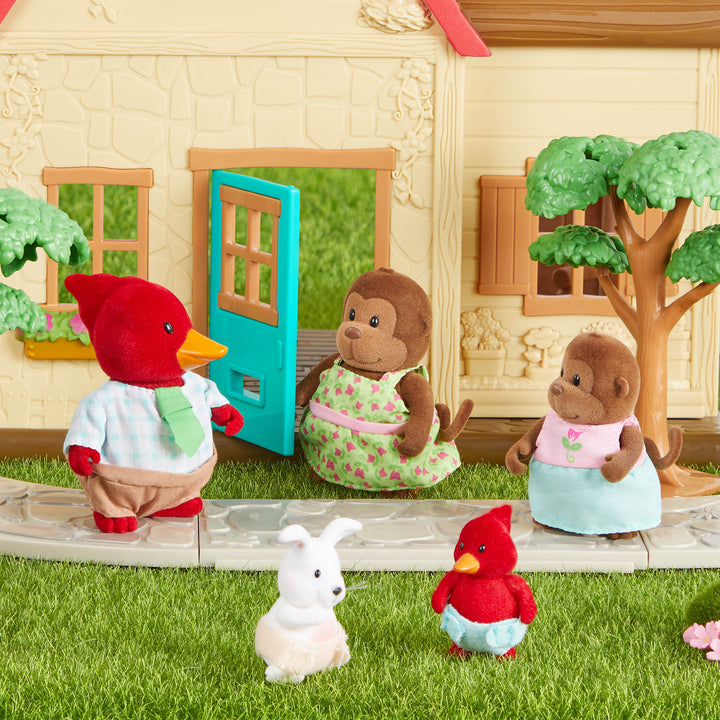 Miniature cardinal figurine set with storybook